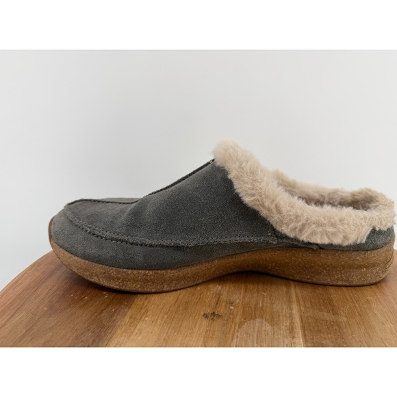 Taos Future Charcoal Gray Suede Faux Fur Lined Clog Mules Womens Size 9 - Picture 8 of 11